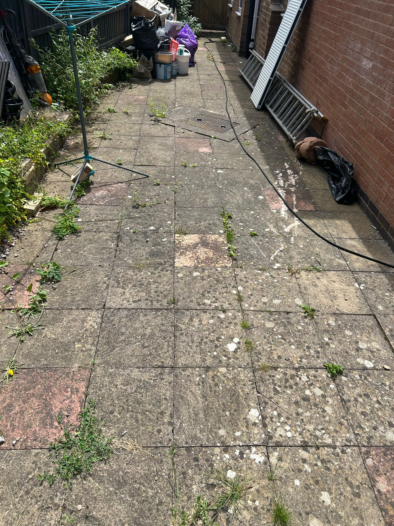 Slabs before jet washing - moss and grime
