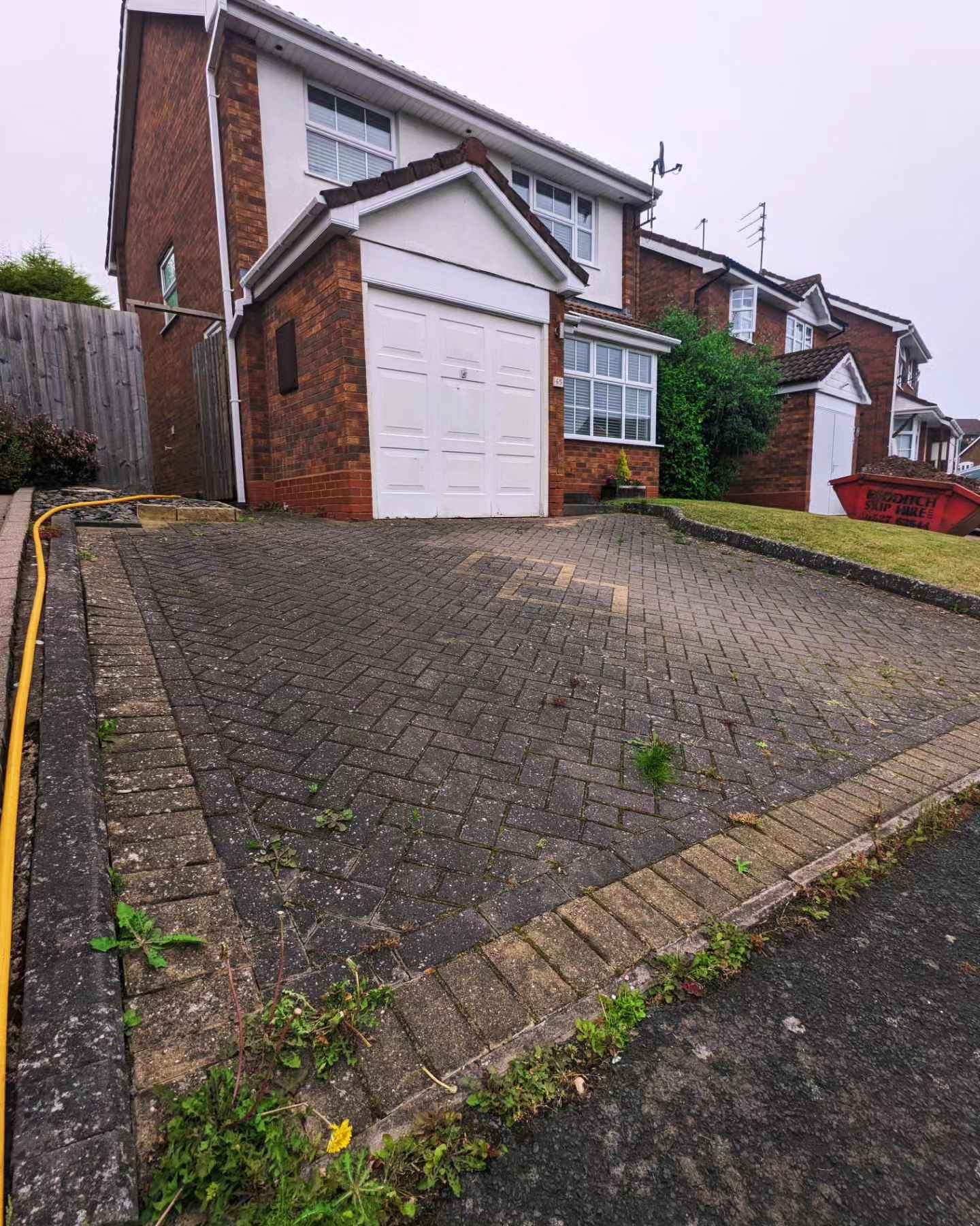 Driveway before jet washing - dirty block paving
