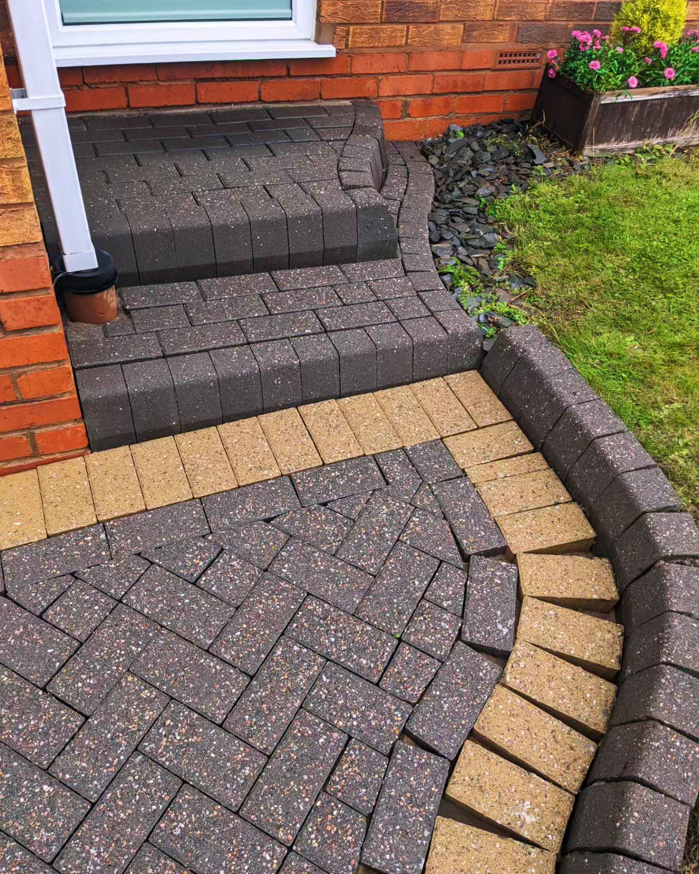 Patio steps after jet washing - restored paving